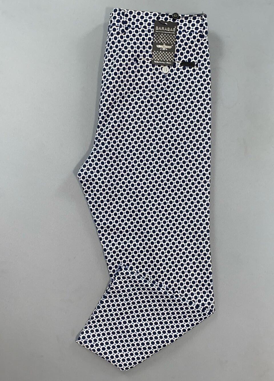 Barabas CP18 Men's Slim Fit Stretch Cotton Crop Chino Pants. Polka Dot, 36X25.